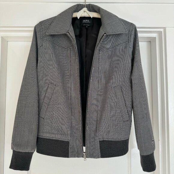 A.P.C. Black and Grey Houndstooth Laurel Jacket - Picture 2 of 8